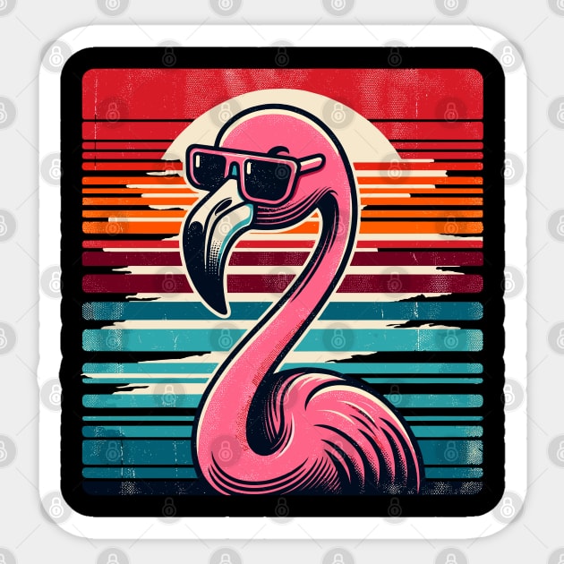 Cool Retro Flamingo in Sunglasses 70s 80s 90s Funny Flamingo Sticker by KsuAnn